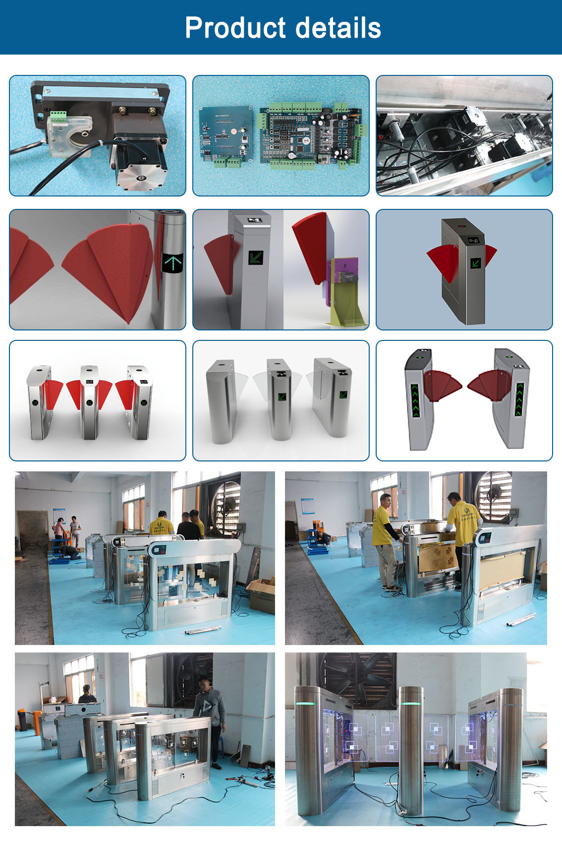 Double Leaf Electric Baffle Swing Barrier Turnstile With RFID Reader