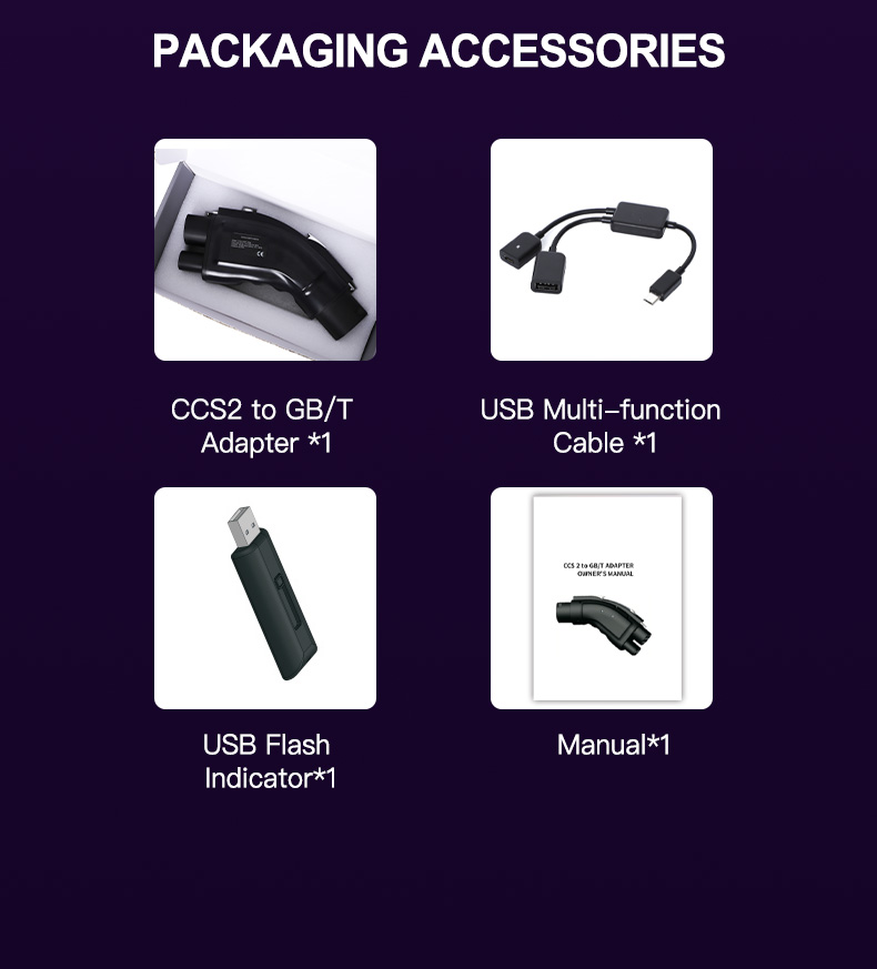 GBT CCS2 to GBT Connector Adapter 50 Amp IP65 Charging Station for Chinese Cars CHAdeMO and CCS1 Compatible