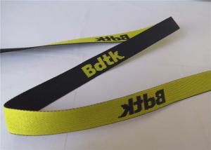 Quality 2cm Custom Jacquard Ribbon For Garment Accessories Black Base Yellow Words wholesale