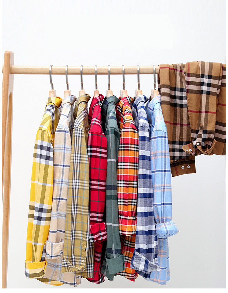 Men's Slim Fit Plaid Shirt in Viscose/Polyester/Spandex for Spring/Autumn Office Wear