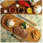 Multifunctional Bamboo Serving Tray Wooden Serving Platters Contemporary Style
