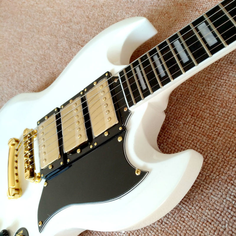 High quality SG electric guitar styles, ebony fingerboard, gold hardware, 3 pieces pickups electric guitar
