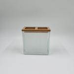 Glass Bathroom Set Luxury Square Shape Milky White Ribbed Vertical Stripe Glass