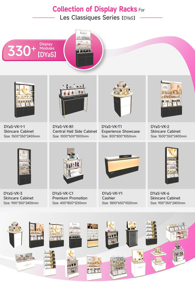 Beauty Shop Display Furniture Adjustable Washing and Care Back Cabinet with LED Lightbox for Retail Store Display Decoration