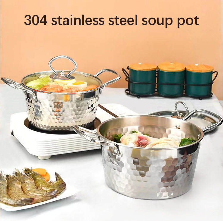 Amazon Top Seller Kitchen Cooking Ware Induction Stainless Steel 304 Korean Cookware Soup Pot