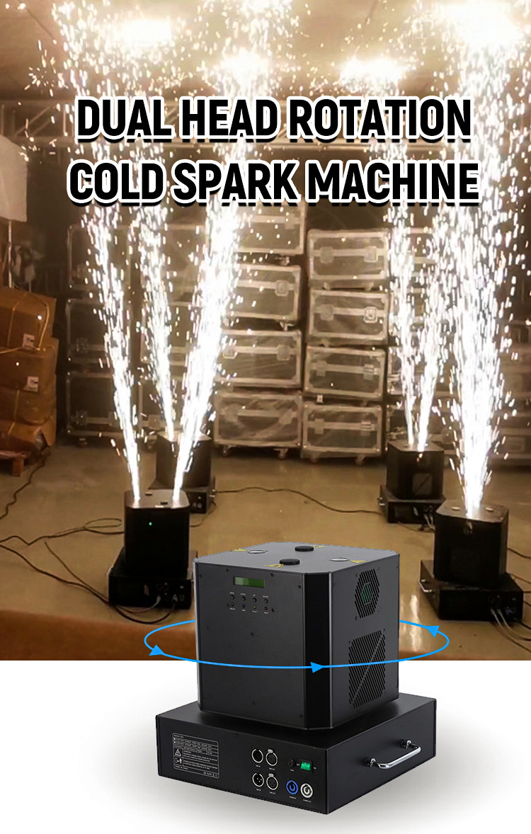 Dual Heads Spin Spark Machine Wedding 1300w Cold Fireworks Indoor Spark Machine