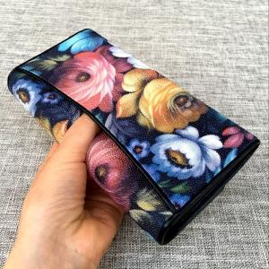 Quality Thailand Authentic Stingray Skin Women's Long Trifold Wallet Genuine Leather Female Flower Clutch Lady Large Card Purse wholesale