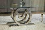 Tempered Glass Seagull Dining Table Rectangle Silver Series Home Furniture