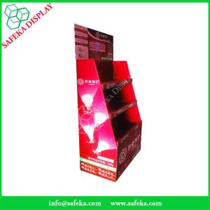 Quality 3 tiers Pop product display rack Promotion paper supermarket shelf display template cardboard paper display for bulbs wholesale