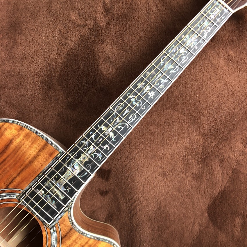 Custom 41 Inch Solid KOA Wood Top Cutaway Classic Folk Acoustic Guitar Real Abalone Inlay D-Shape Electric Guitar Wood P