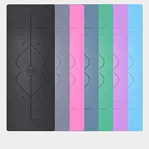 Quality 5mm Pu Rubber Yoga Mat Customized Posture Line Natural Rubber Anti Slip and Sweat Absorbing Yoga Mat Tuhao Fitness Yoga wholesale