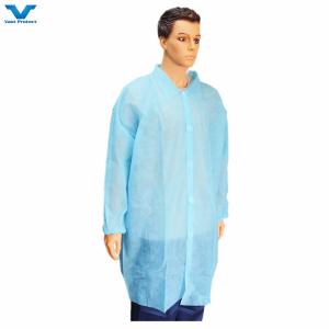 Quality 45GSM Nonwoven Polypropylene Disposable Lab Coat Ethylene Oxide Sterilization Free wholesale