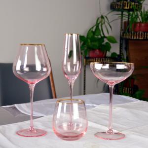 Quality Gold Rim Pink Crystal Wine Glass For Holiday Party wholesale