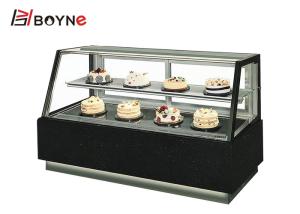 Quality Coffee Shop Cake Display Showcase Two Layer Belved Black Marble Base wholesale