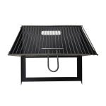 Black Carbon Steel 1.0mm Foldable Charcoal BBQ Grill With Grid