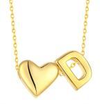 YASVITTI Personalized 925 Sterling Silver Heart Initial Necklace 18K Gold Plated