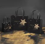 Black Stamping Star Shopping Bag Customized Logo Printed Tote Paper Gift Bags