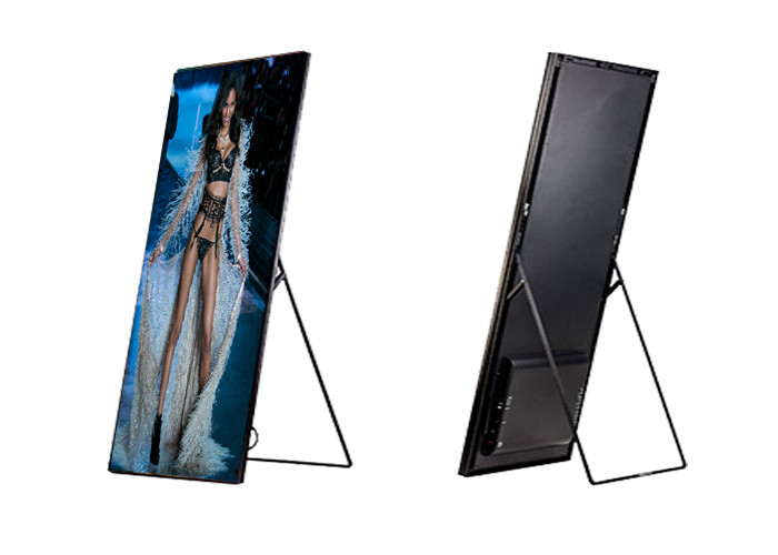 Shopping Mall Advertising P2mm HD LED Poster Display Floor Stand Alone Easy Moving 640*1920mm