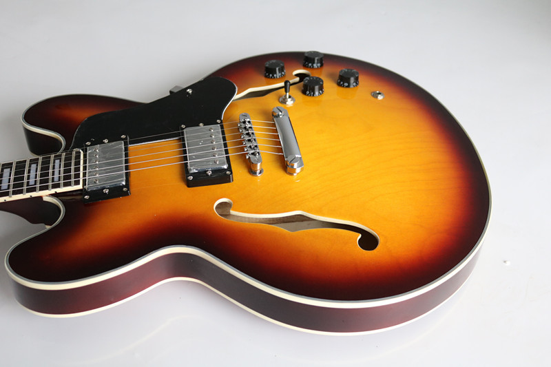 New style tobocco burst Gold hardware shark fin hollow Electric Guitar The hollow jazz guitar