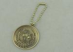 2.0 mm Promotional Keychain With Ball Chain , Antique Gold Plating Die Casting