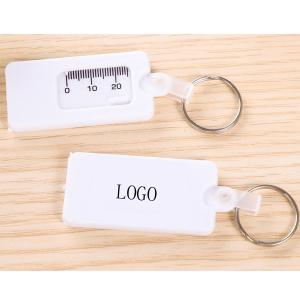Quality white plastic tire pattern depth gauge 60×30×5mm depth 0-20mm logo customized keychain wholesale