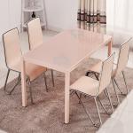 Rectangular Glass Top Dining Room Table , Tempered Glass Top Dinette Sets pink