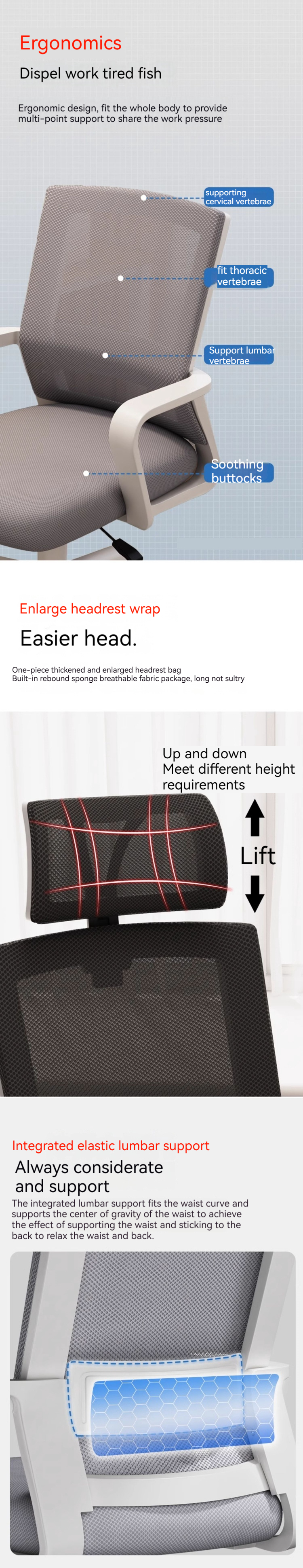 Ergonomic High Back Mid Back Breathable Mesh Chair Style for Home Office and Gaming