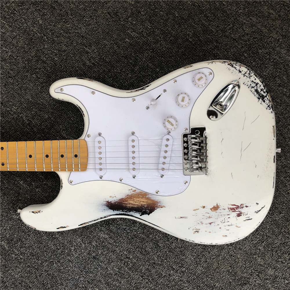 Custom handmade copy of old SRV ST electric guitar 100% handmade Beautiful white polychromatic electric guitar