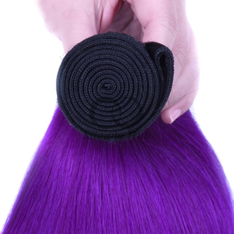 #T1B/Purple/Rose Red Straight Remy Human Hair Bundles Sew In Weave Bundles Brazilian Bundle Deals