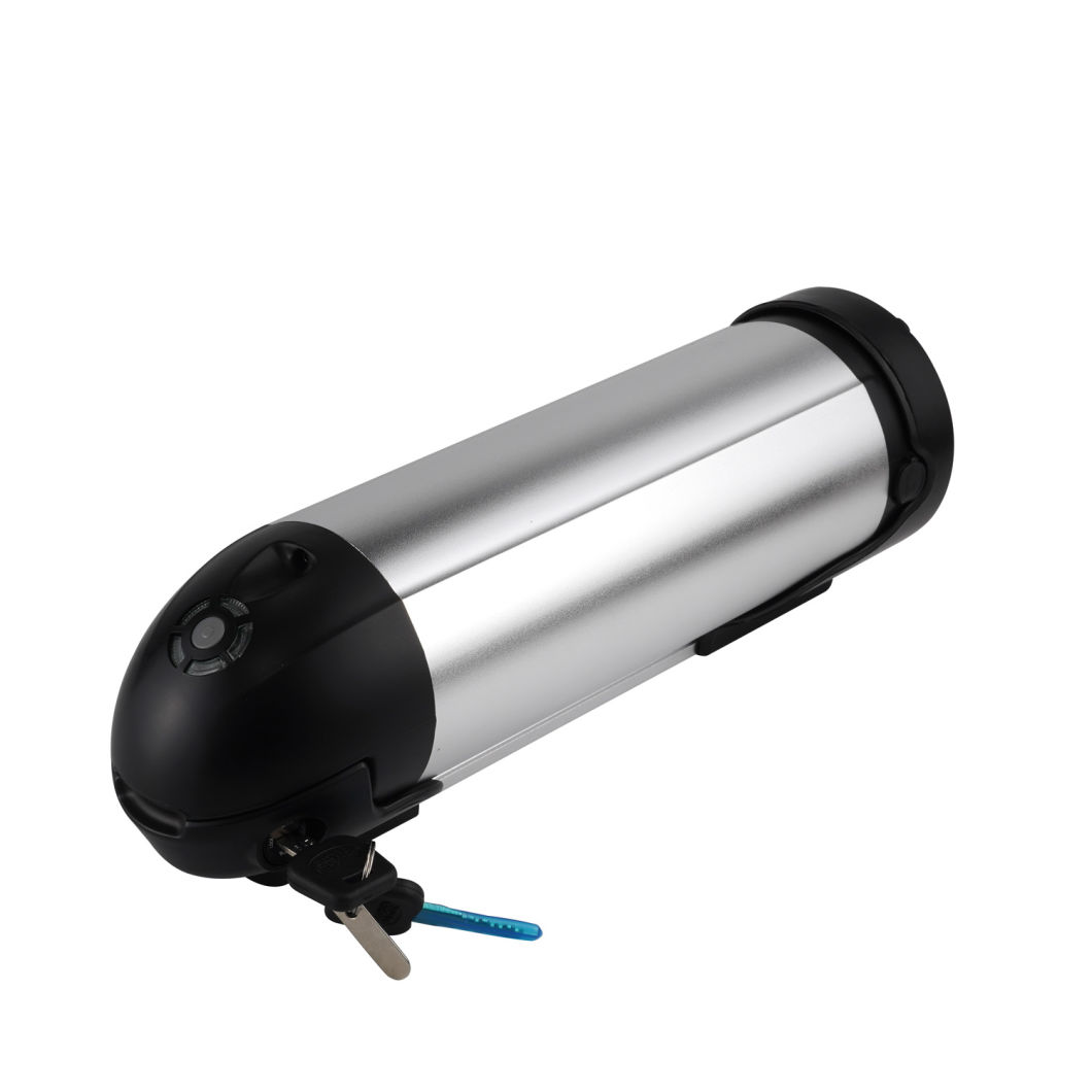 E-Bike Battery 36V 10.4ah Water Bottle Battery Kettle Electric Lithium Replacement Battery 18650 10s4p Bottle E-Bike Li-ion Battery with Black Aluminium Case