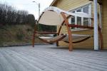 Double Person Larch Wood Swing Hammock Polyester Shade Holiday Leisure