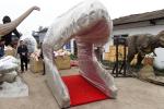 Large Animatronic Dinosaur Head Wall Mounted With Excellent Abrasion Resistance
