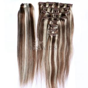 Quality 8 Piece Clip-on Hair ,100% Human Hair Clip on Hair Extensions wholesale