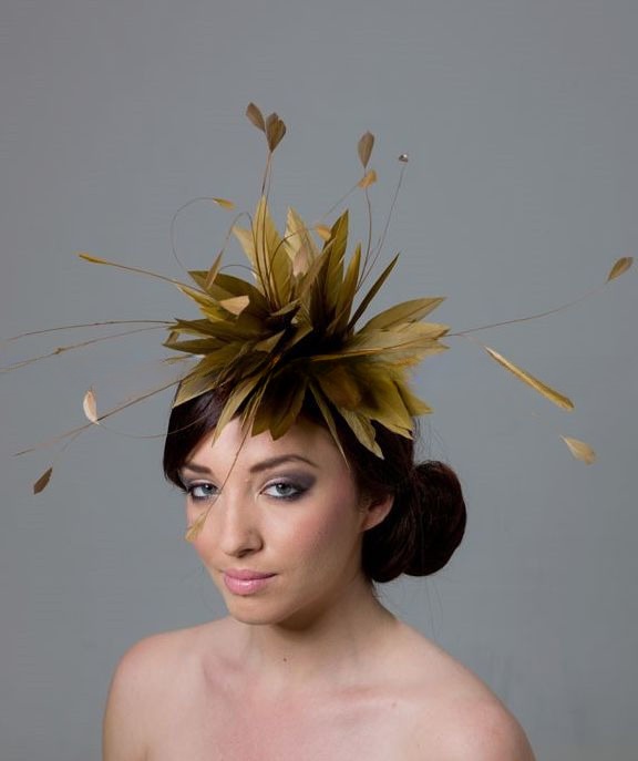 Goose Feather Hair Decoration Wire Accessory and Coque Flower Mount with Stripped Hackle