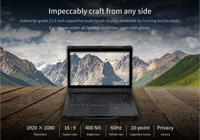13.3" Rugged Laptop Intel i7/i5 16GB RAM Win10/11 WiFi Bluetooth GPS Backlit Keyboard