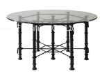Stainless Steel Leg Round Commercial Restaurant Tables Modern Glass Top