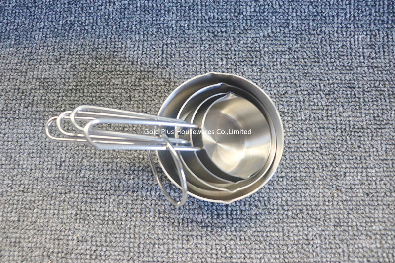 Heavy duty food grade stainless steel baking gadgets spoon with linear grips mirror polish measuring spoons and cups set