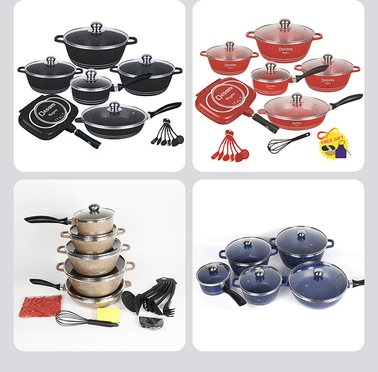 Hot Selling Multicolor pans and pots Kitchen Cooking Pot Sets Aluminum Non-Stick Cookware Pot Sets