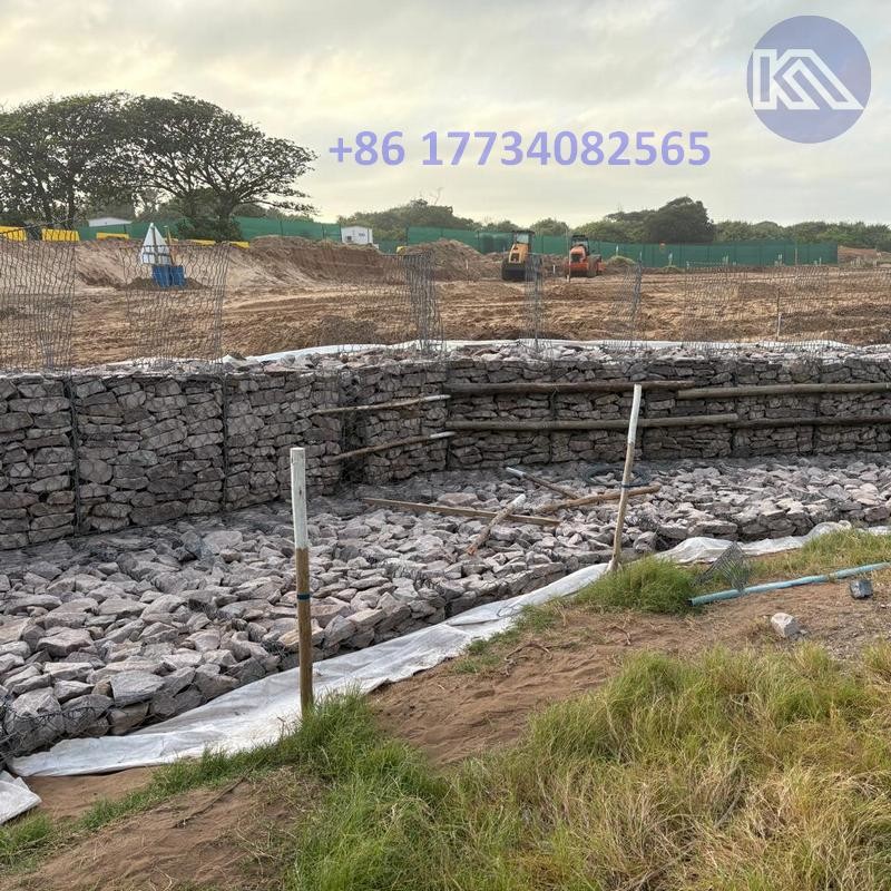80x100mm Low Carbon Steel Zinc Plated Wire Mesh Gabion Basket 2x1x1 Size Ring Connect Fence