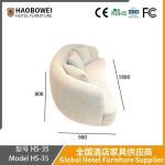 Italian Minimalist Fabric Sofa. White Cream Style Three-Seater Sailboat Sofa for