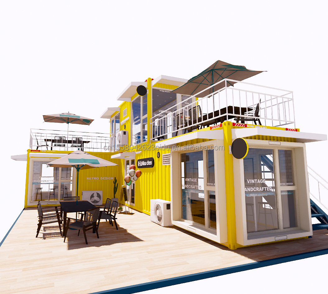 Foldable Steel Structure Container Houses for Bars and Cafes
