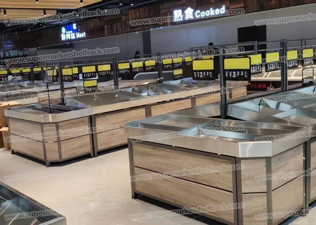 1000mm 800mm 150KG Supermarket Wooden Fruit And Vegetable Display Stand