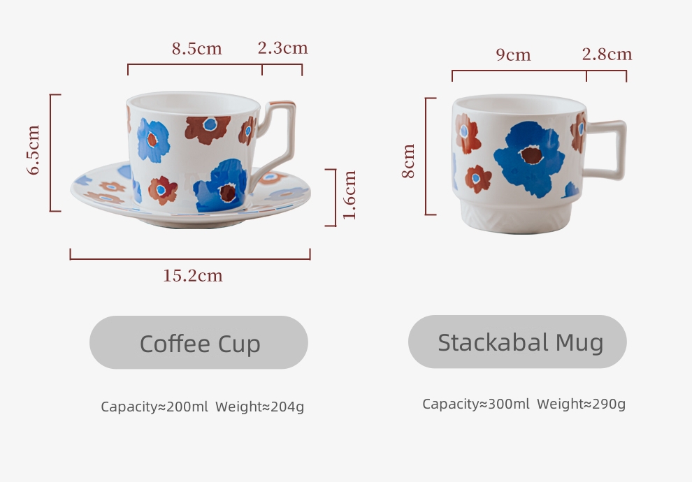 200ml Floral Latte Cappuccino Ceramic Cup Porcelain Coffee Tea Mug And Saucer Nordic Cup