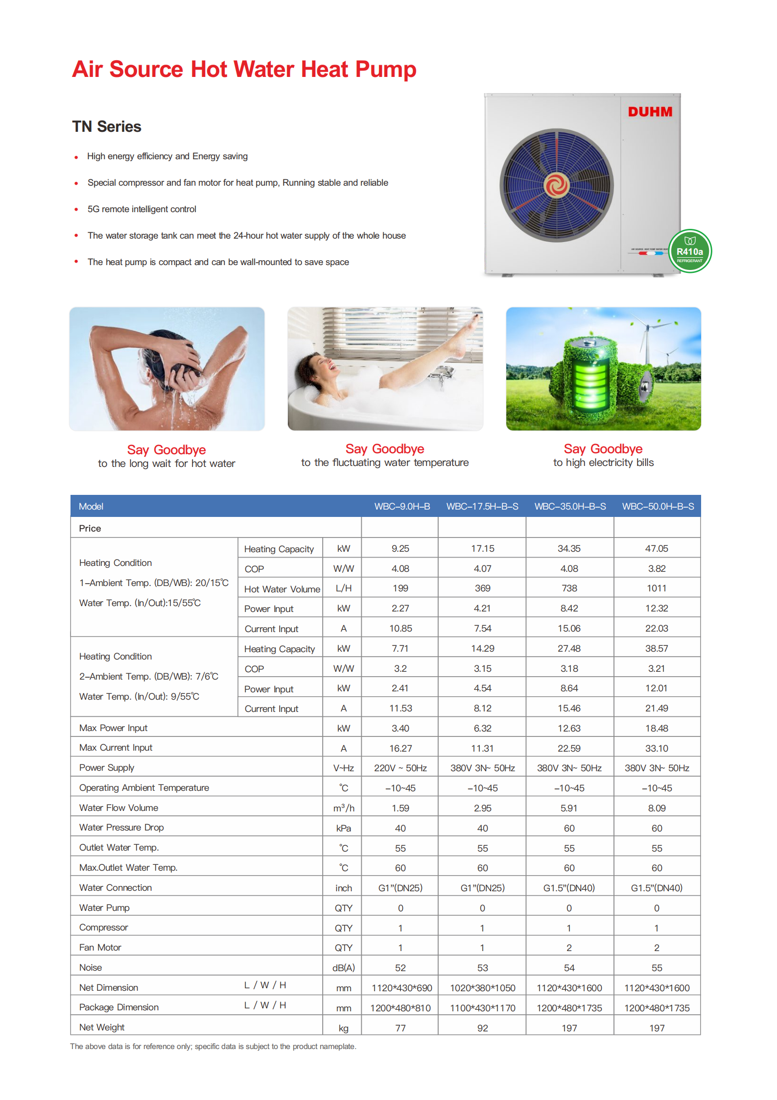 Residential 17.5KW R410A Air Source Water Heat Pump Instant Hot Water Supply From OEM
