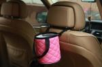 Custom Logo Car Accessories Trash Bin , PU Leather Waste Bin 15 * 15 * 17CM