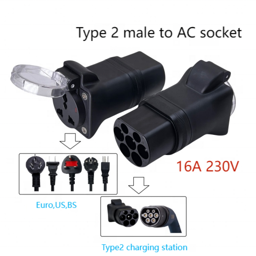 BLACK AOTAI EV Adapter Type 2 to Schuko adapter Type2 Male charger for Chinese Car XPENG G9 Retrofit and Upgrade Purpose