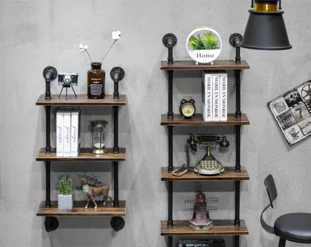 Home Decor Storage Rustic Urban Steel Pipe Wall Mounted Shelf Brackets with 3/4 Inches
