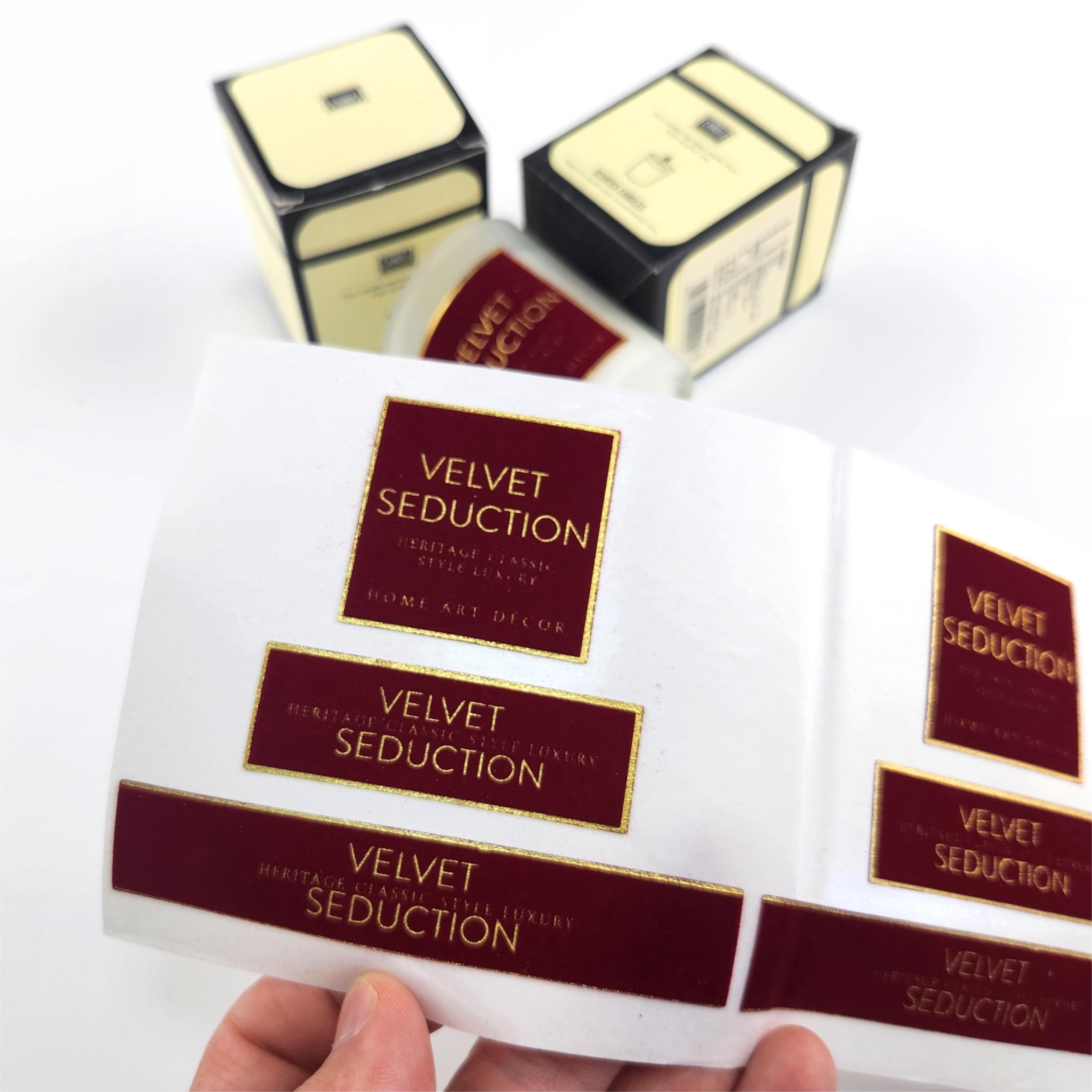Aromatherapy Velvet Candle Label Printing Gold Foil Double Layer Candle Sticker Labels