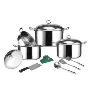 Quality Fancy design 12pcs stainless steel cookware set with metal lid wholesale