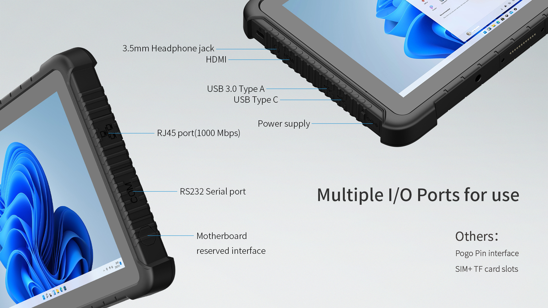10.1" Rugged Tablet PC with Ethernet Port and Charging Rack 128GB Memory Capacity